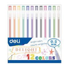 ديلي قلم حبر جل - 0.5 مم - بدن شفاف - 12 لون - EG119-12C