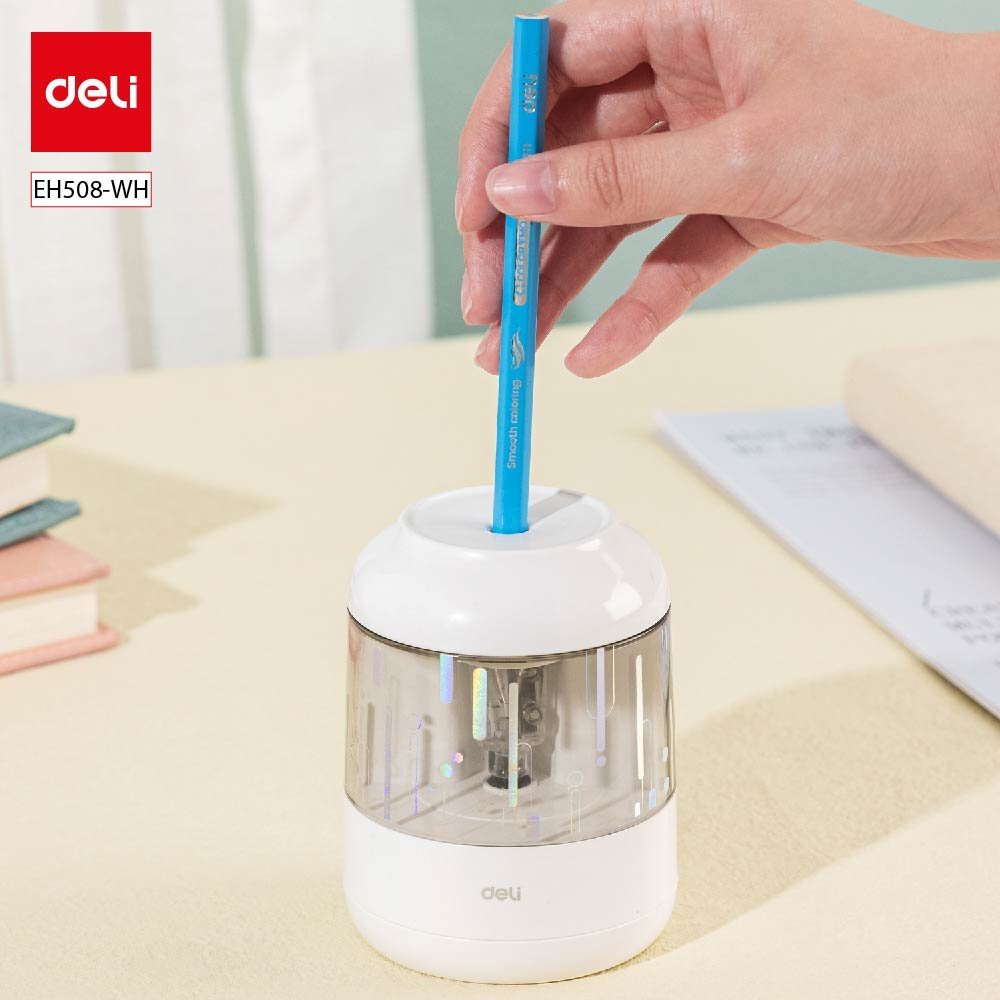 ديلي مبراة كهربائية مع خزان - قياس 6.9-8 مم - أبيض/أزرق - EH508