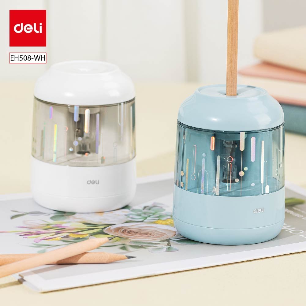 ديلي مبراة كهربائية مع خزان - قياس 6.9-8 مم - أبيض/أزرق - EH508