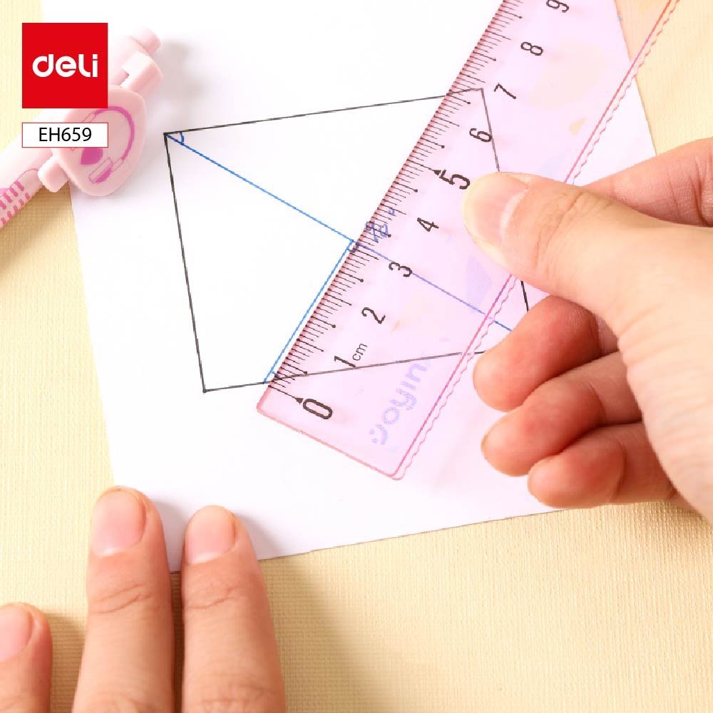 ديلي مسطرة بلاستيك - قياس 20 سم - أزرق/ زهر - EH659