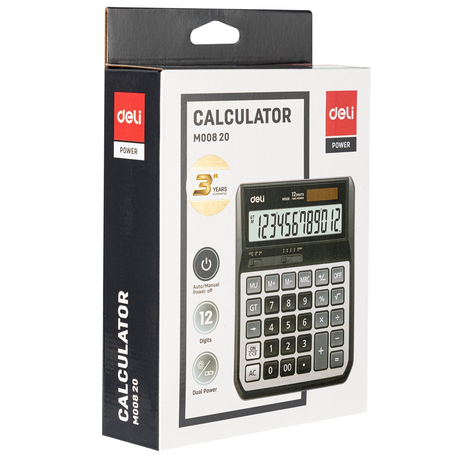 ديلي آلة حاسبة - بدن بلاستيك وجه معدن - 12 خانة -رمادي -EM00820