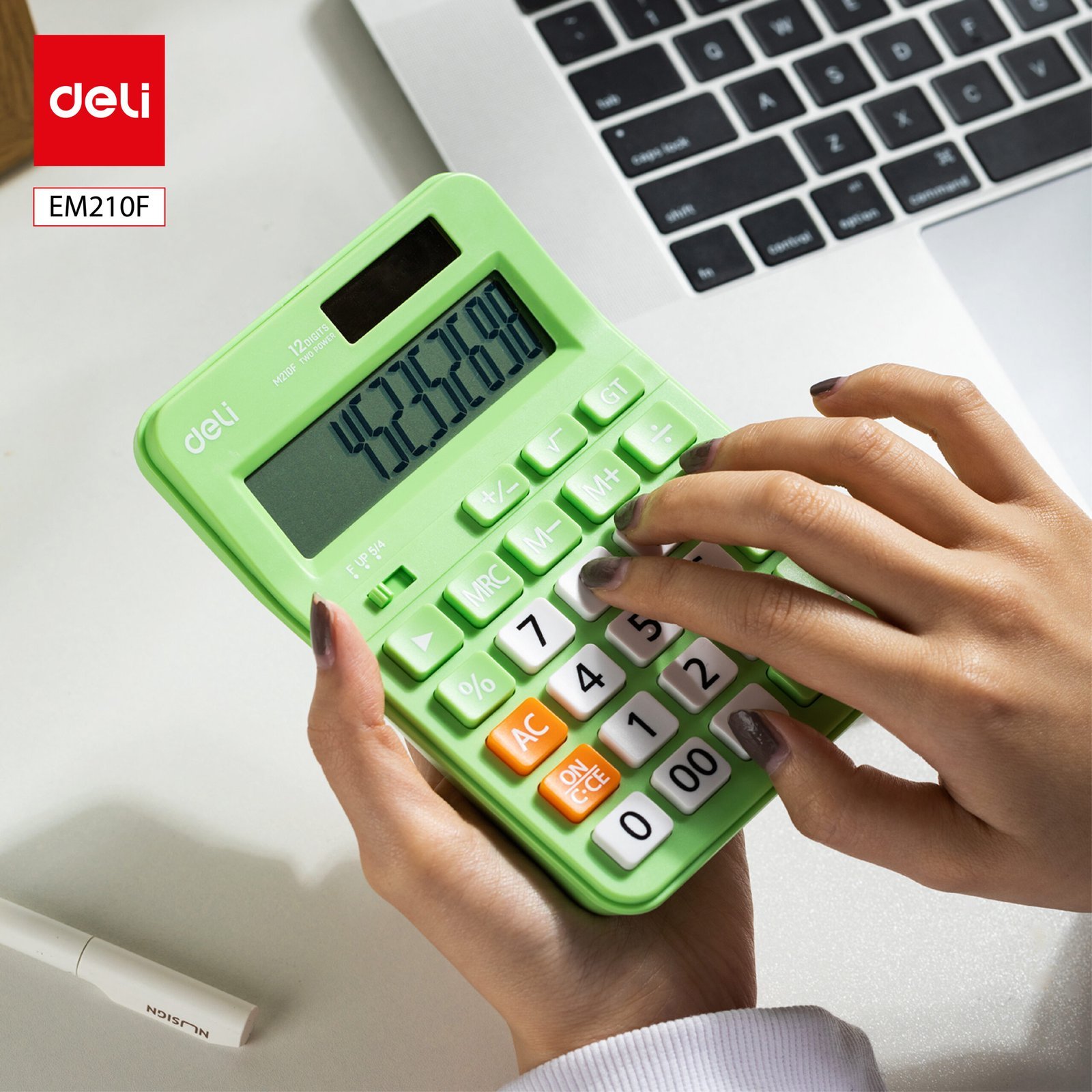 ديلي الة حاسبة خضراء 12 خانة بلاستيك- EM210F