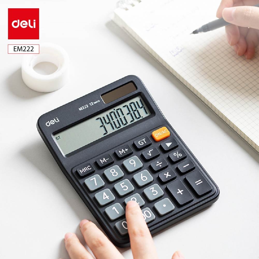 ديلي آلة حاسبة مكتبية - مصدرين طاقة - بدن ديلي آلة حاسبة - 12 خانة - مصدرين طاقة - أسود -EM222