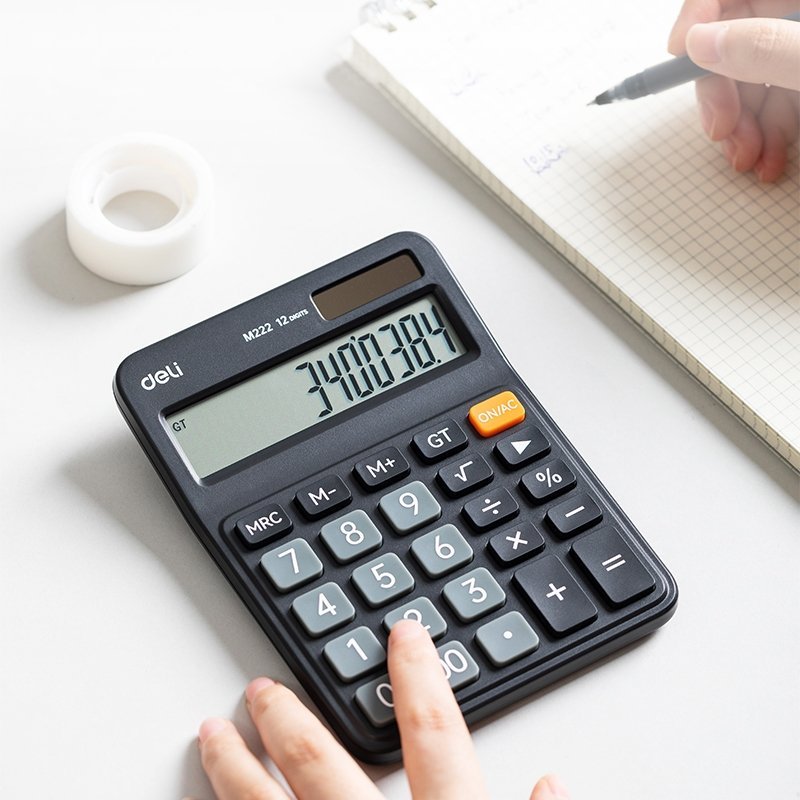 ديلي آلة حاسبة مكتبية - مصدرين طاقة - بدن ديلي آلة حاسبة - 12 خانة - مصدرين طاقة - أسود -EM222