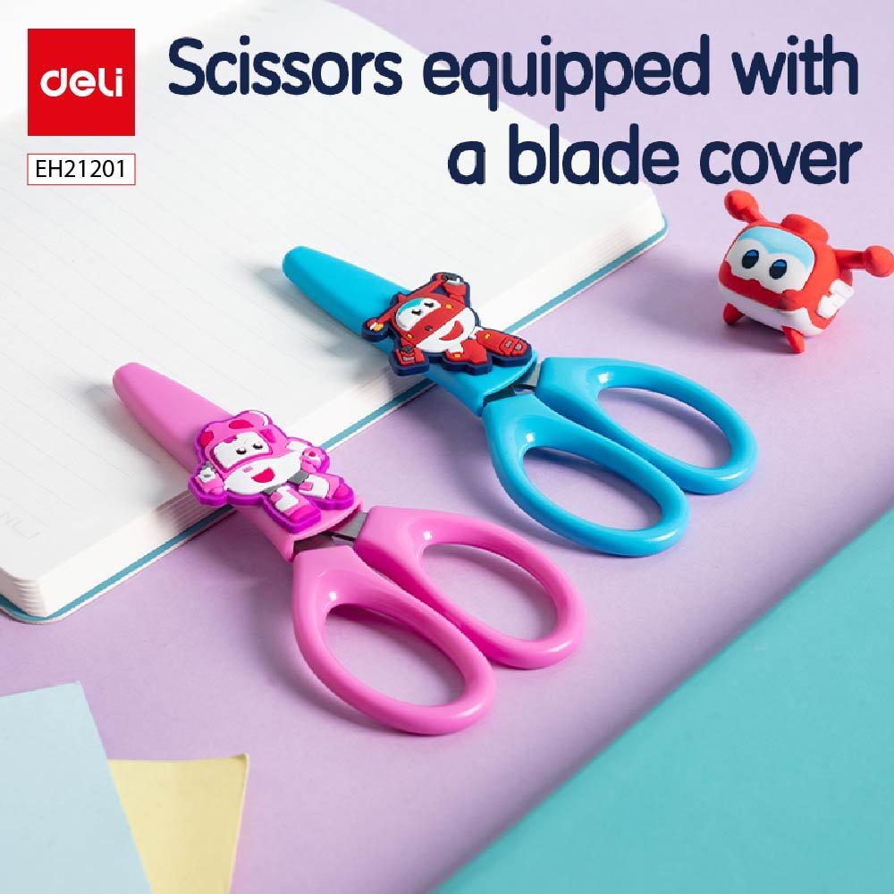 ديلي مقص مدرسي - 13 سم - أزرق/زهر - EM700