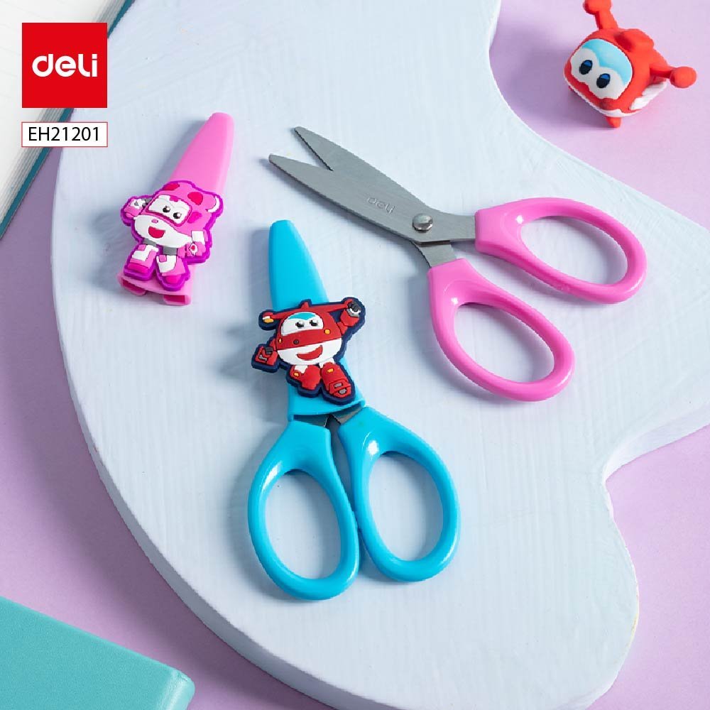 ديلي مقص مدرسي - 13 سم - أزرق/زهر - EM700