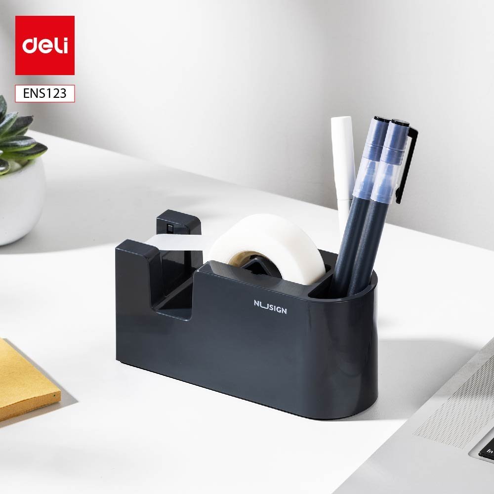 ديلي مقلمة وقاعدة قطاعة شريط لاصق مكتبية -قياس وسط - أبيض - أسود) - ENS123