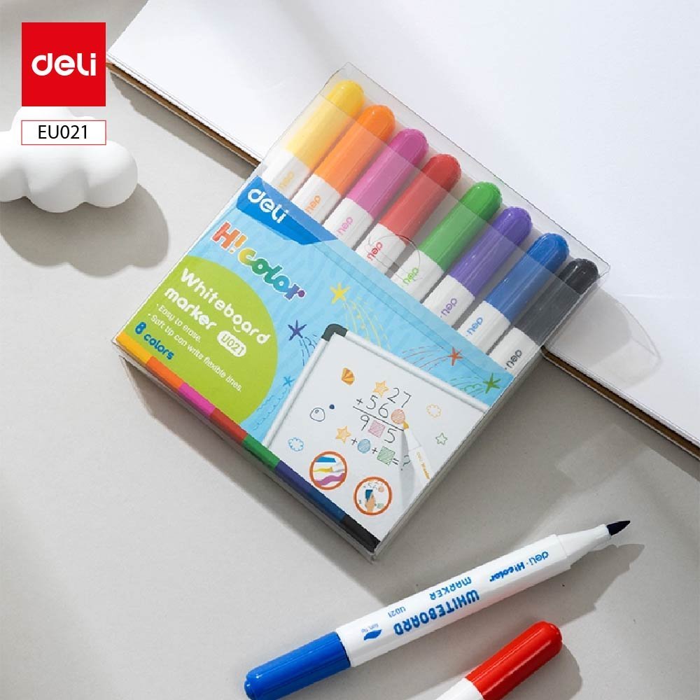 ديلي قلم سبورة بيضاء - رأس ريشة - 8 ألوان -EU021