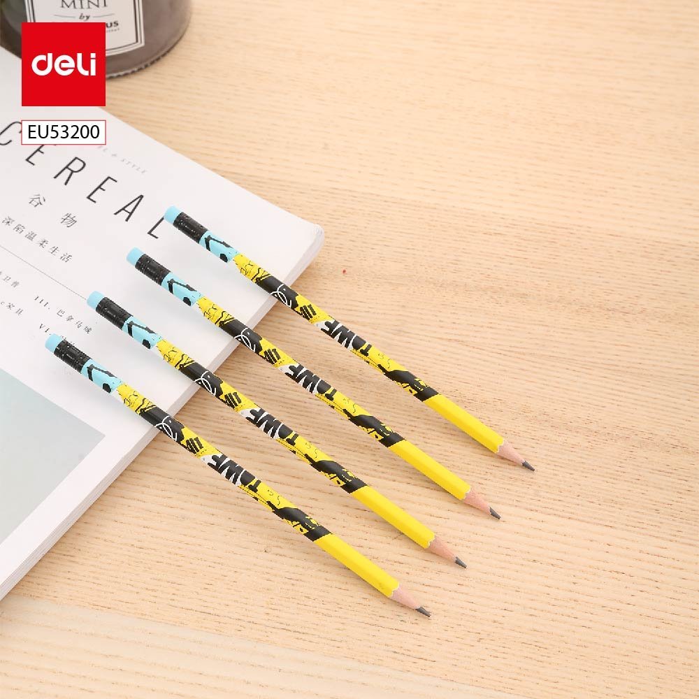 ديلي قلم رصاص خشب دائري - غرافيت B2 بدن أرت مطبوع - مع ممحاة - EU53200