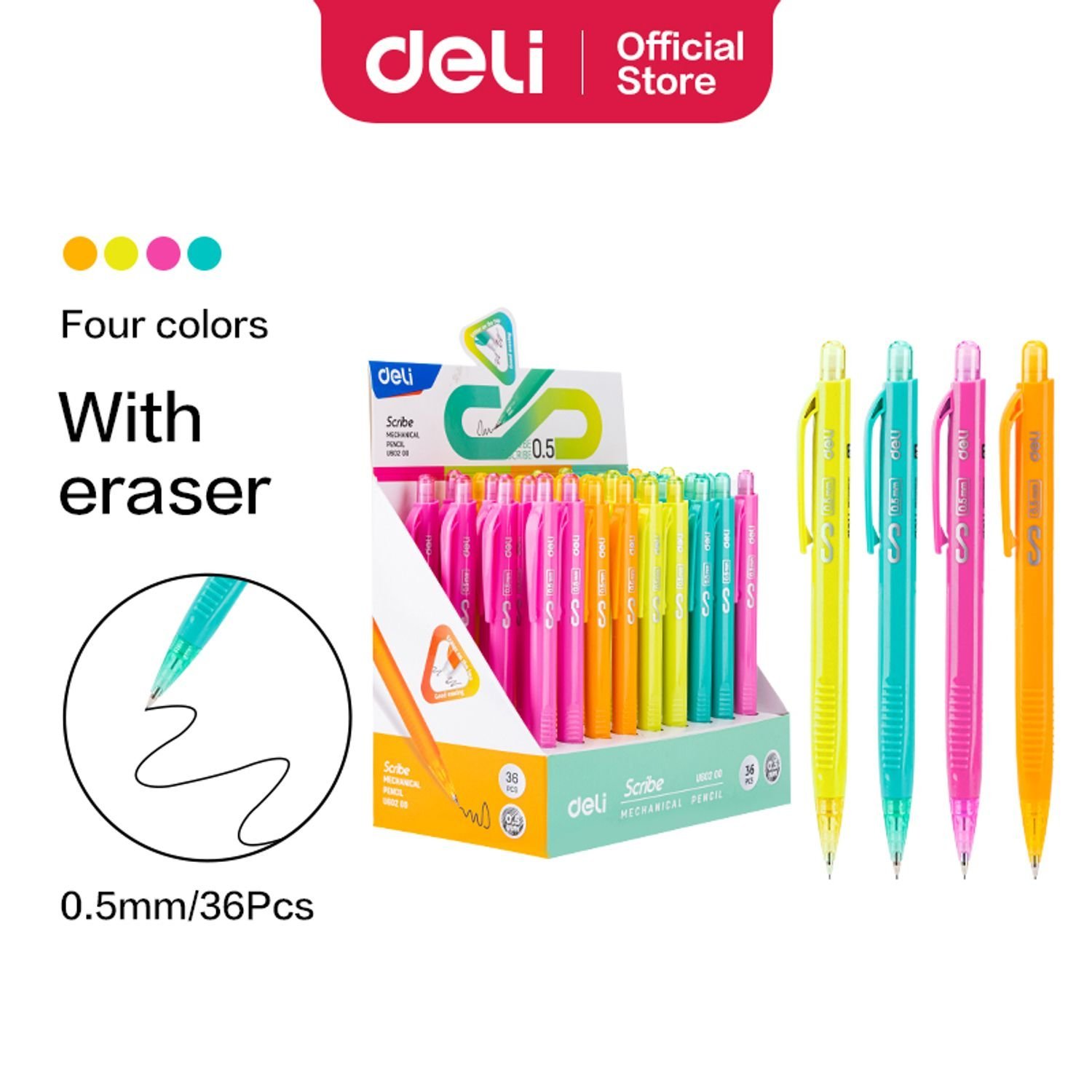 EU60200 ديلي قلم رصاص كباس بدن بلاستيك الوان مختلفة - EU60200