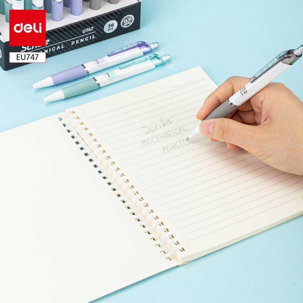 ديلي قلم رصاص كباس - 0.7mm - بدن بلاستيك أبيض - علاقة ألوان - مع ممحاة - EU747