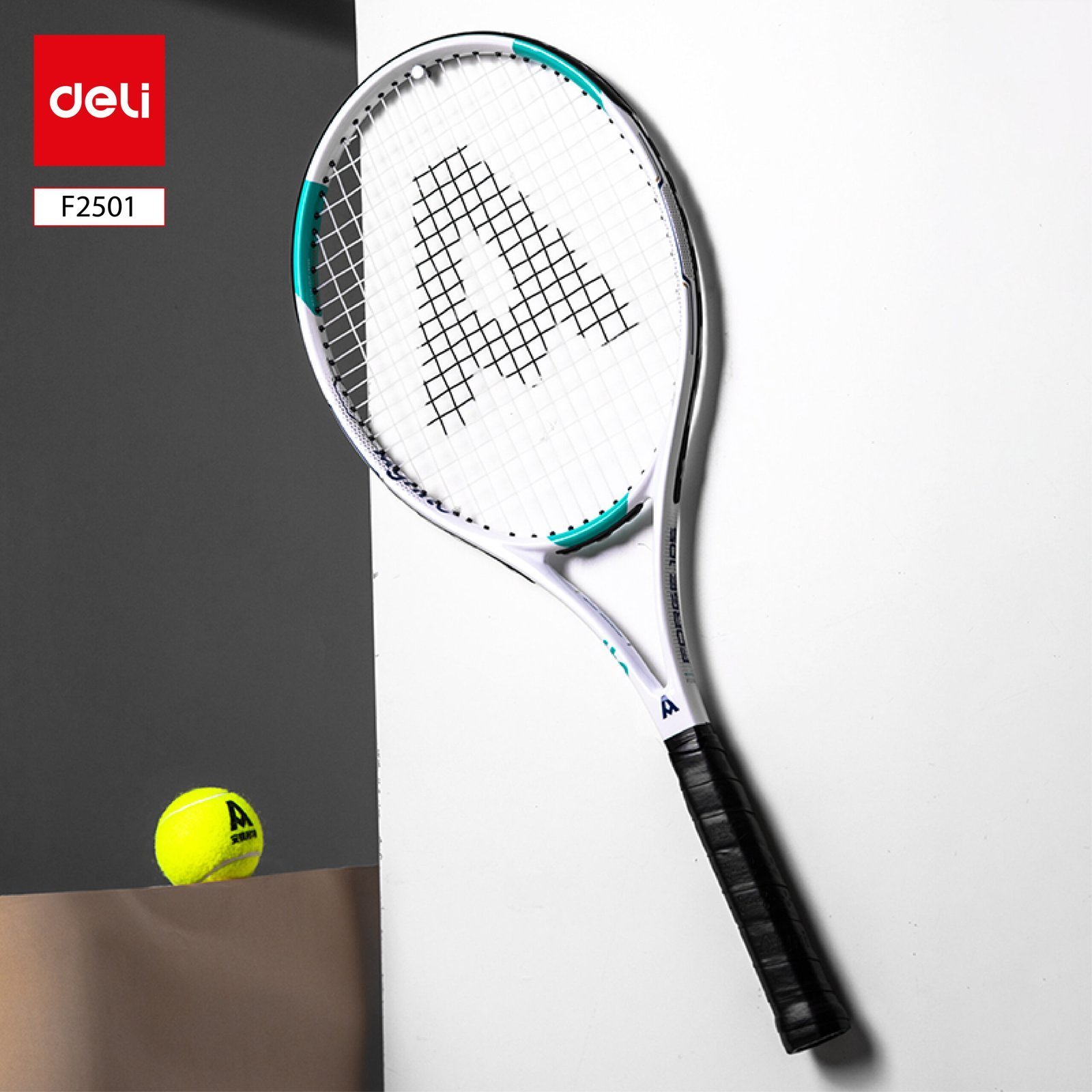 ديلي مضرب تنس - مع ملحقات - 27 بوصة 50 +_ 5 -LBS - أبيض - F2501