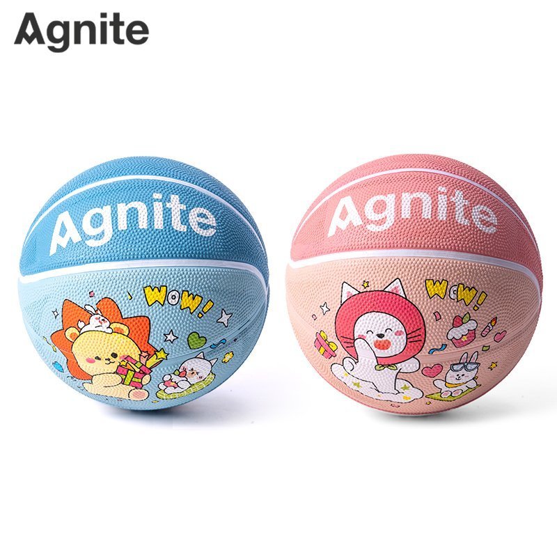 ديلي كرة سلة مطاطية - نمرة 3 - رسومات كرتونية -أزرق ، زهر - FD129