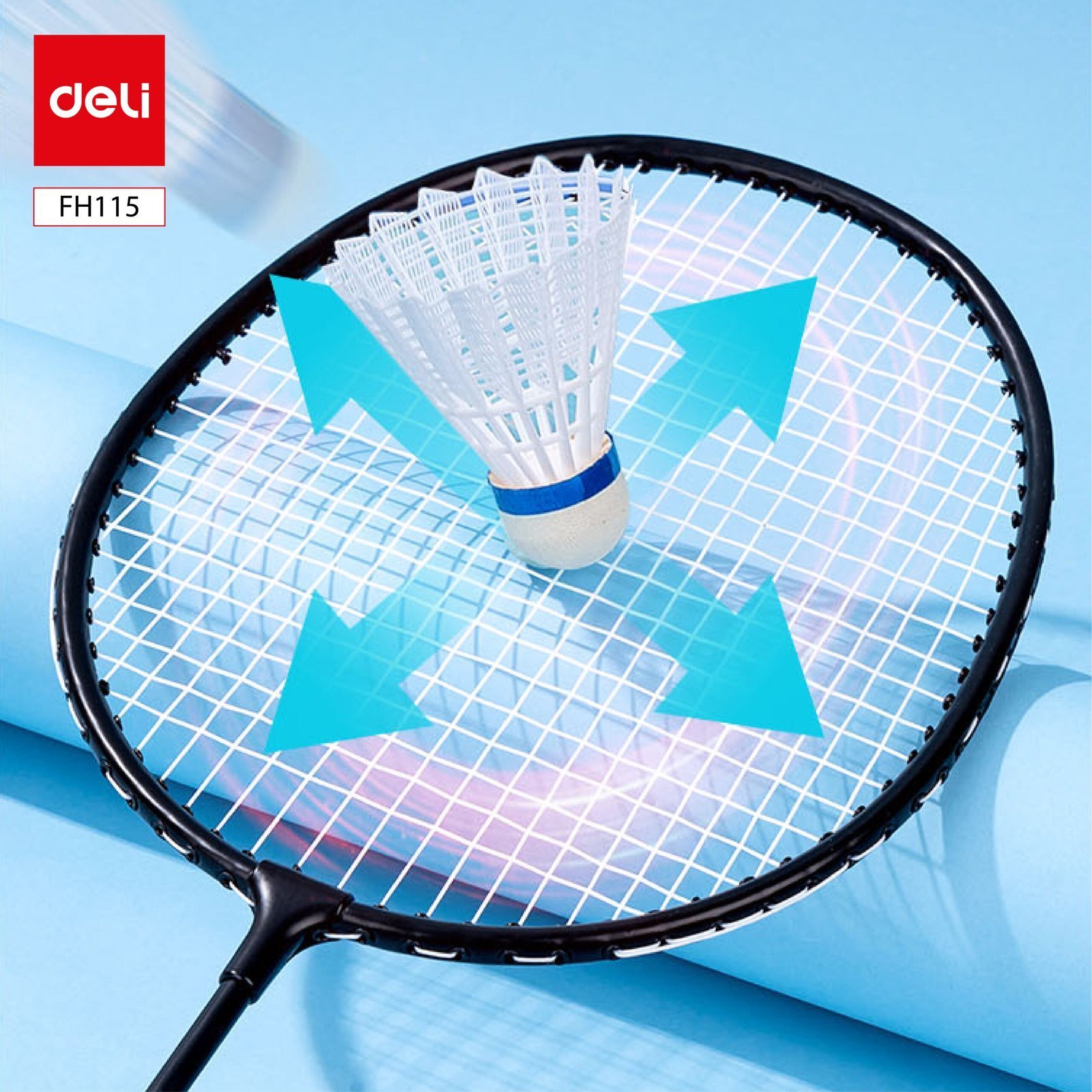 ديلي مضرب تنس الريشة - مجموعة 2 مضرب مع ملحقات - معدن - الطول : 665 مم - أسود - FH115