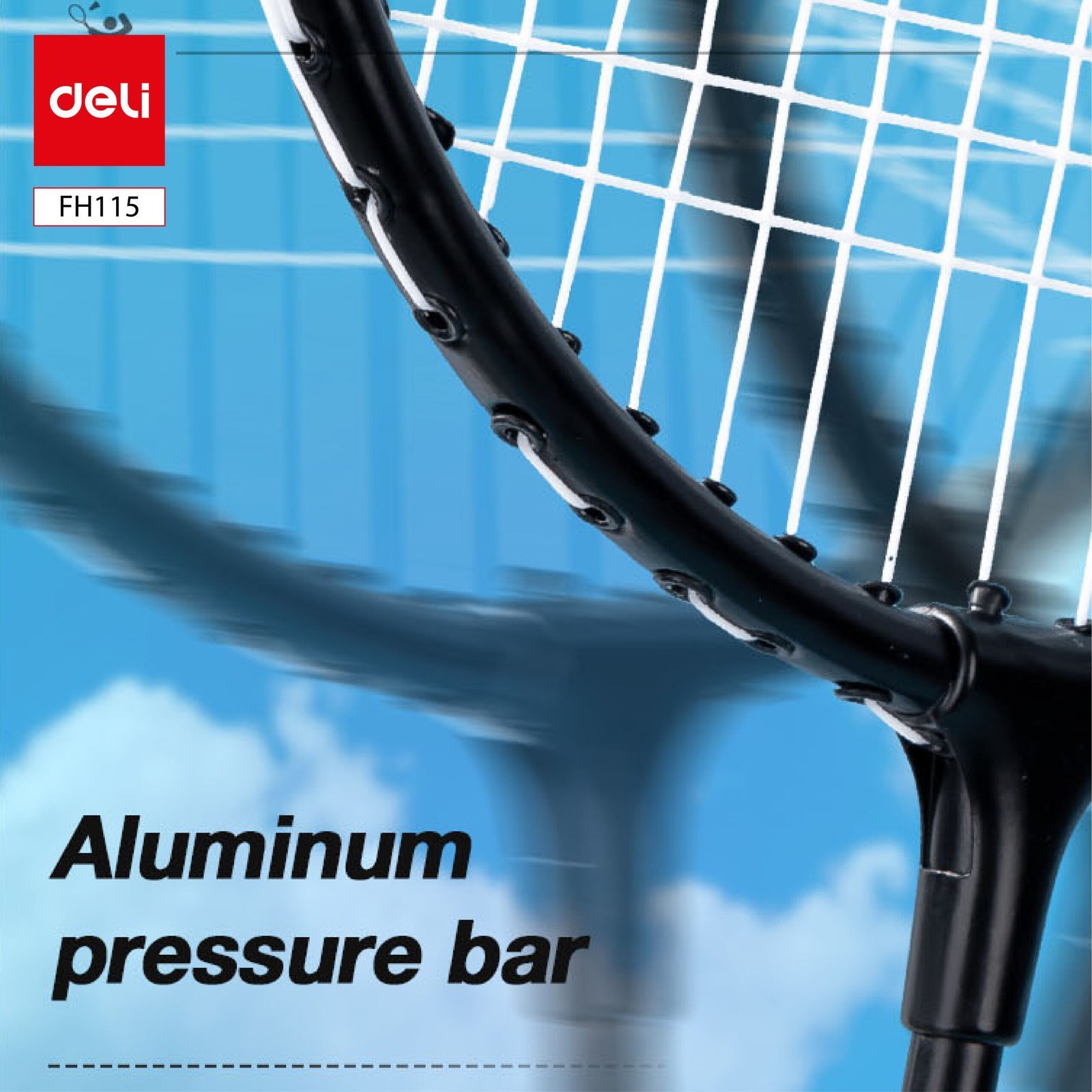 ديلي مضرب تنس الريشة - مجموعة 2 مضرب مع ملحقات - معدن - الطول : 665 مم - أسود - FH115