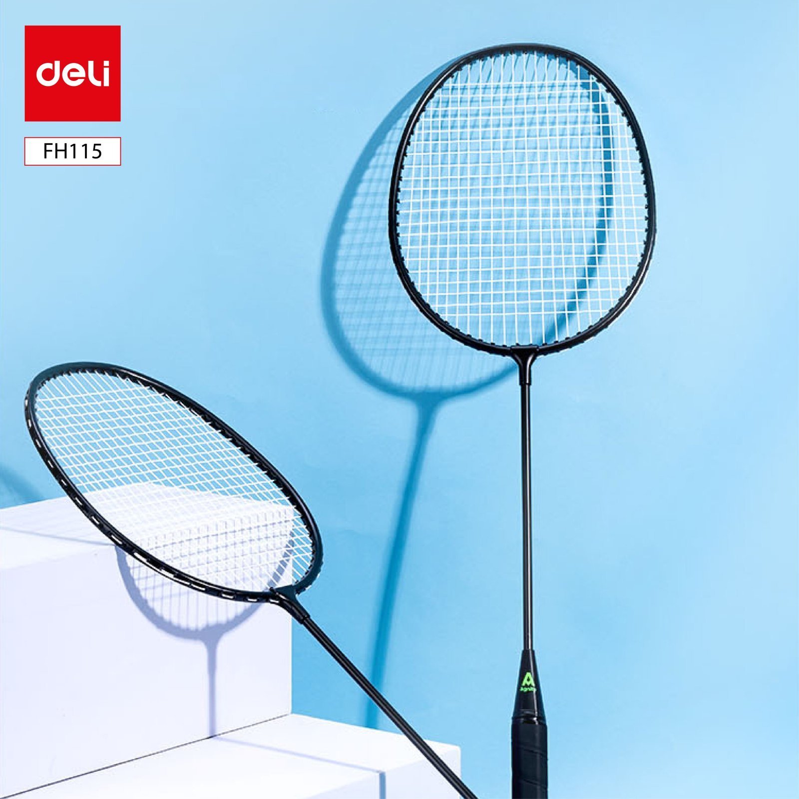 ديلي مضرب تنس الريشة - مجموعة 2 مضرب مع ملحقات - معدن - الطول : 665 مم - أسود - FH115