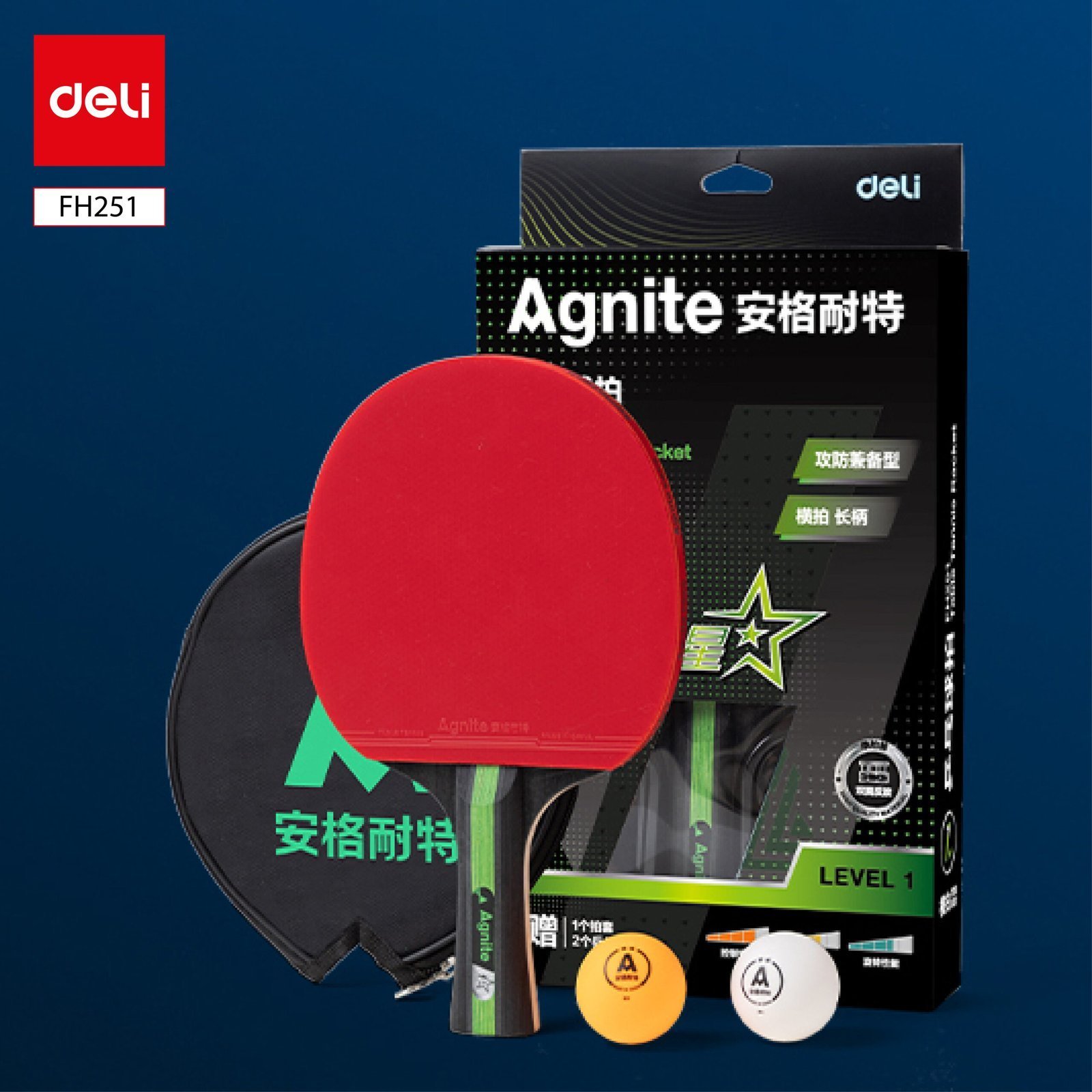 ديلي مضرب تنس الطاولة - مع ملحقات - مع ملحقات - نجمة واحدة - الوان مختلفة - FH251