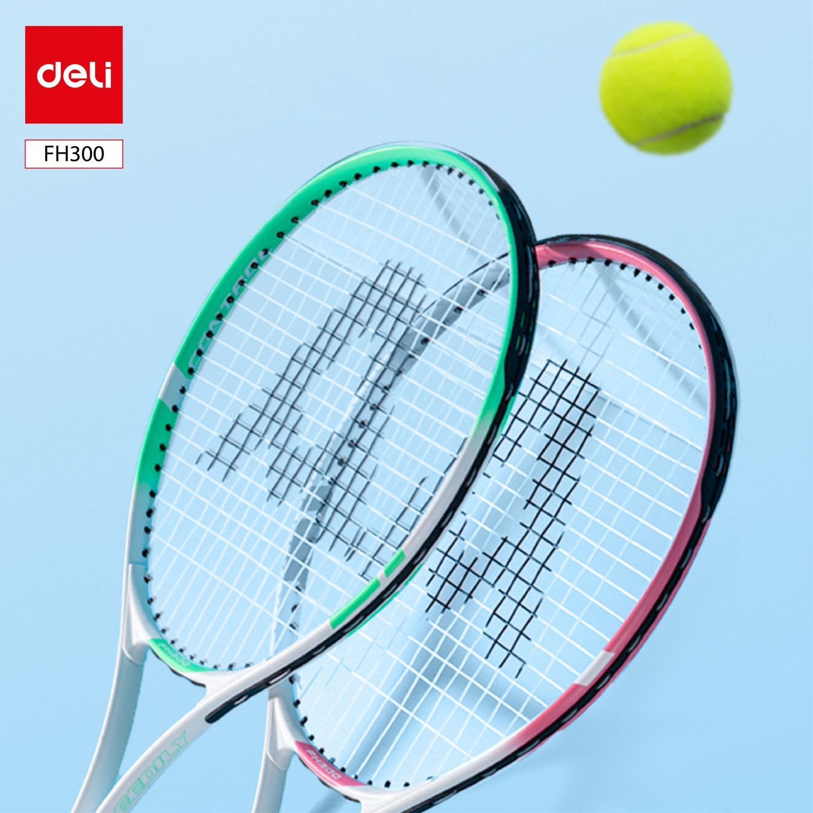 ديلي مضرب تنس - مع ملحقات - المنيوم - ألوان مختلفة - FH300
