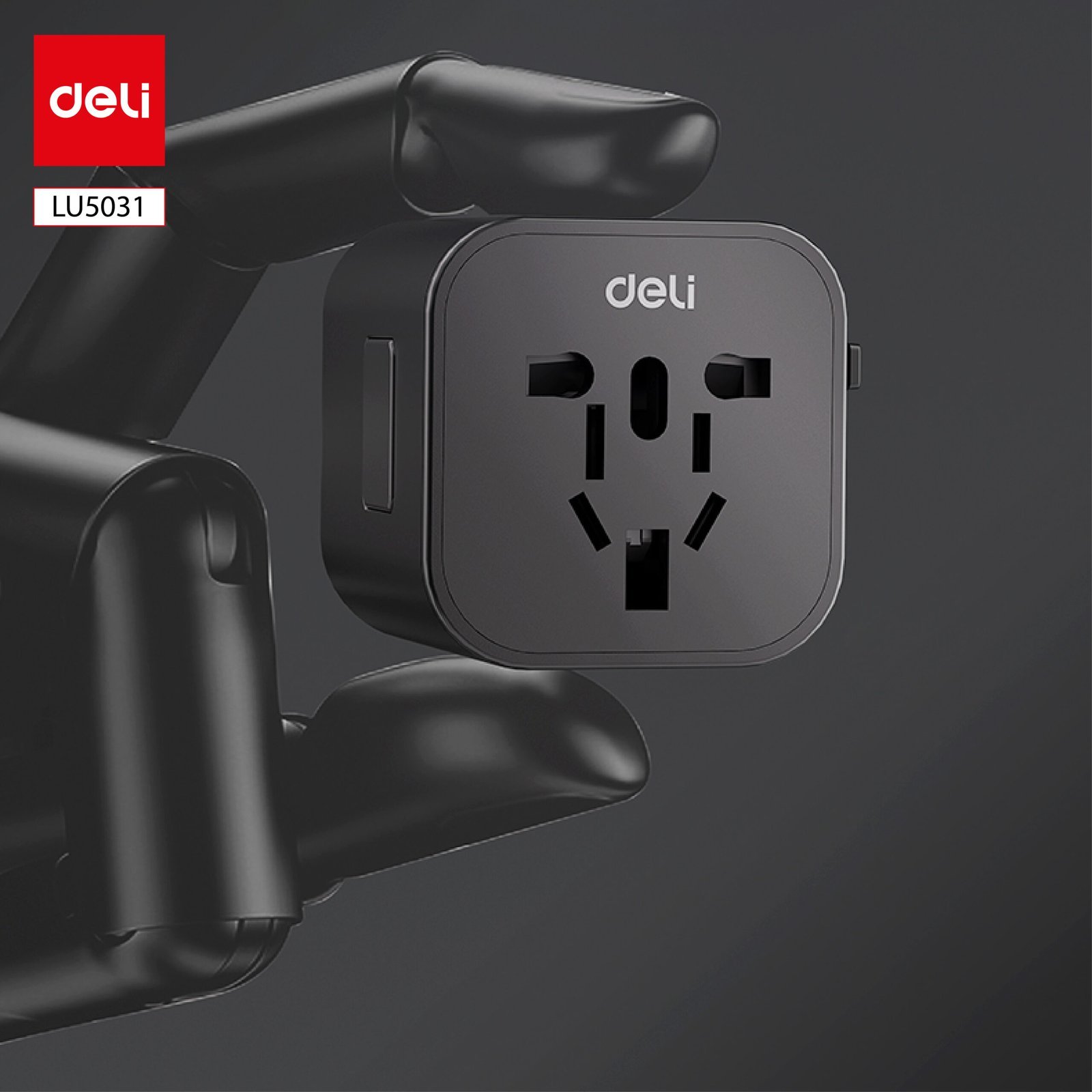 ديلي محول مقبس كهربائي بأنماط مختلفة - أسود . LU5031