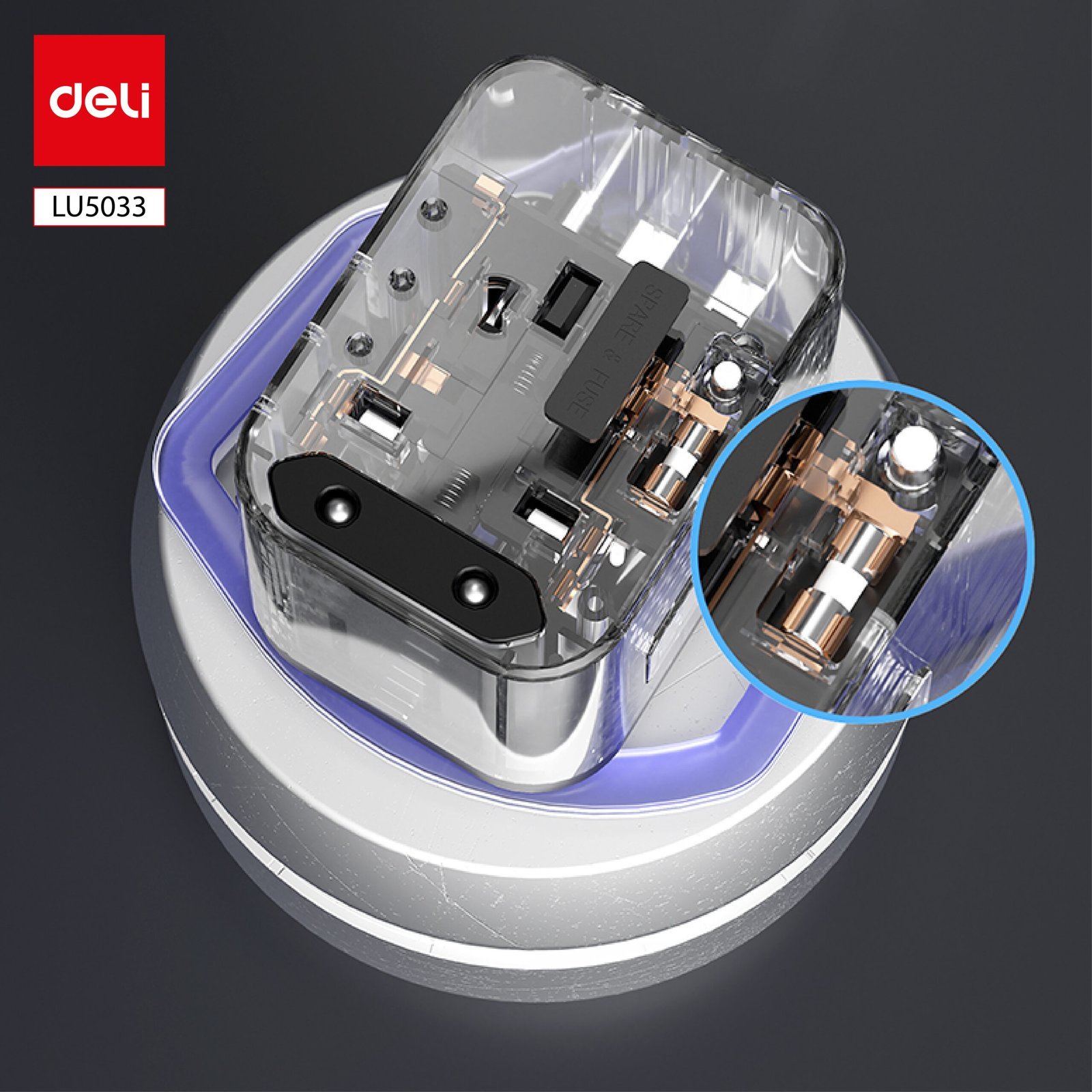 ديلي محول مقبس كهربائي بأنماط مختلفة - أسود . LU5033