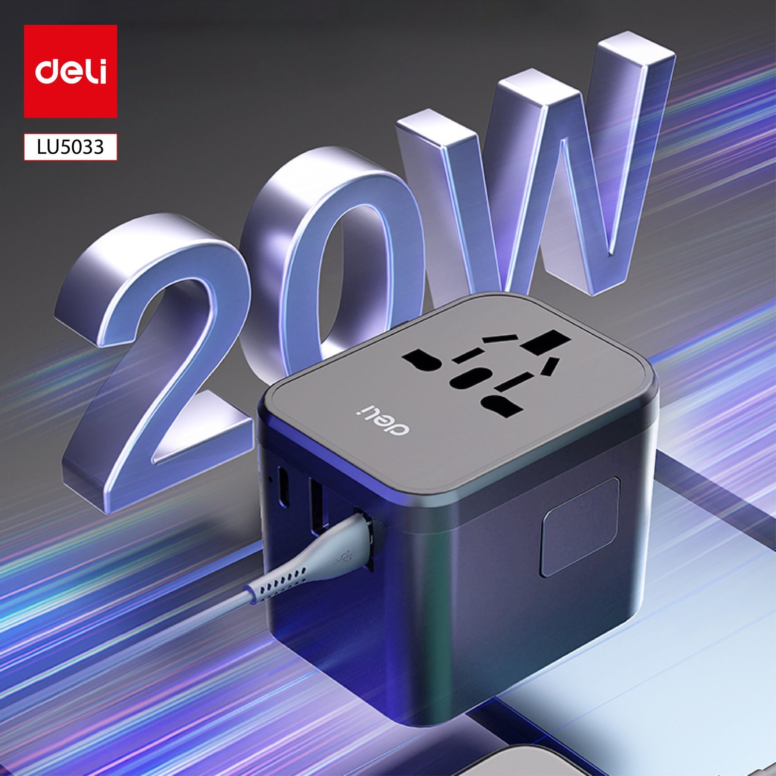 LU5033 (3) ديلي محول مقبس كهربائي بأنماط مختلفة - أسود . LU5033