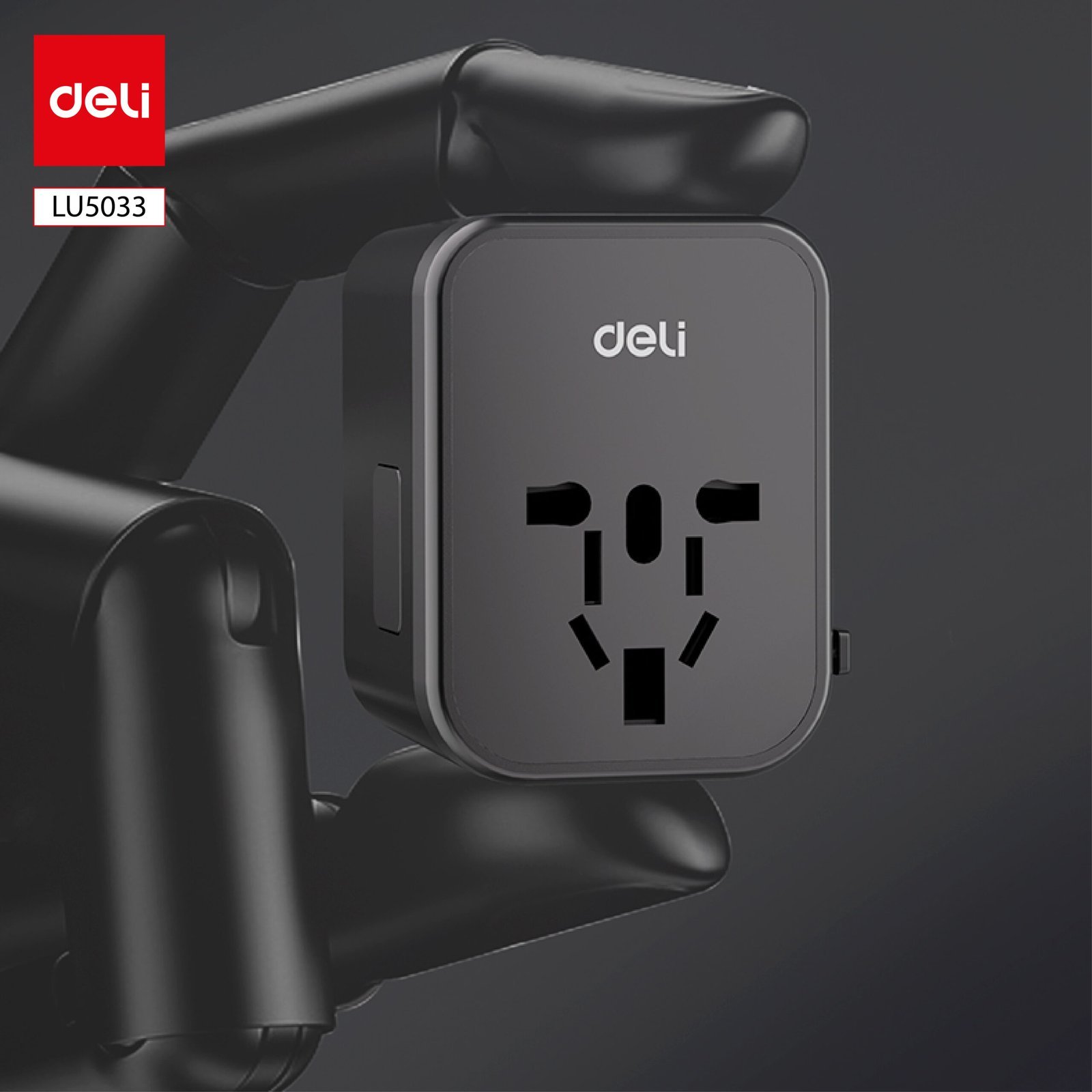 ديلي محول مقبس كهربائي بأنماط مختلفة - أسود . LU5033