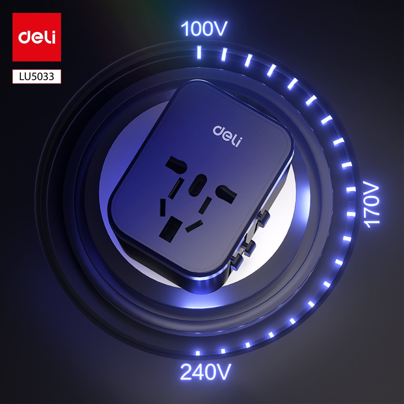 ديلي محول مقبس كهربائي بأنماط مختلفة - أسود . LU5033