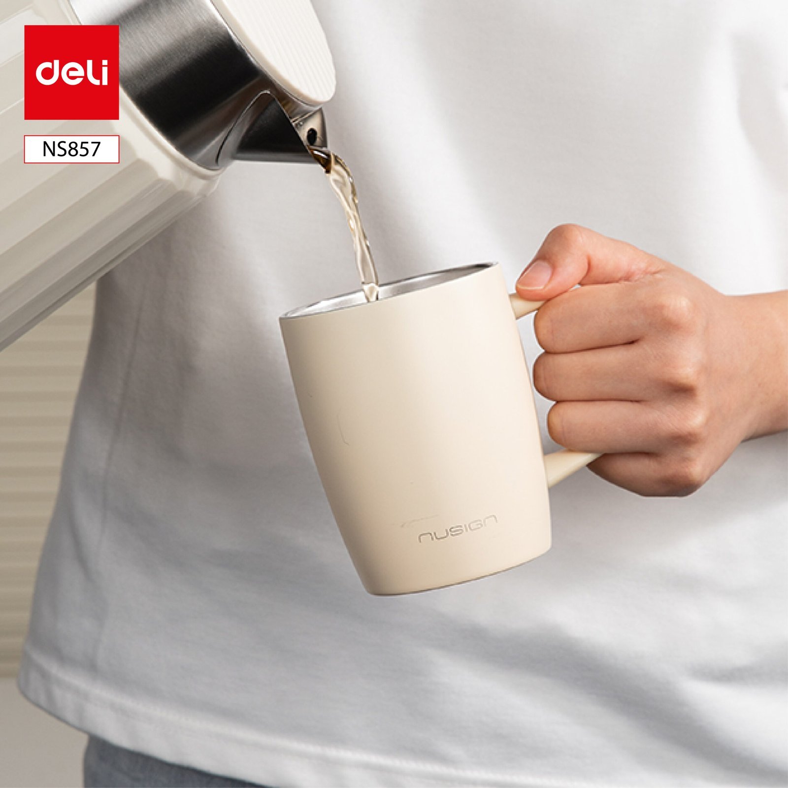 ديلي كوب معدني - مقادم للصدا - 400 مل -أخضر رمادي / أبيض - NS857