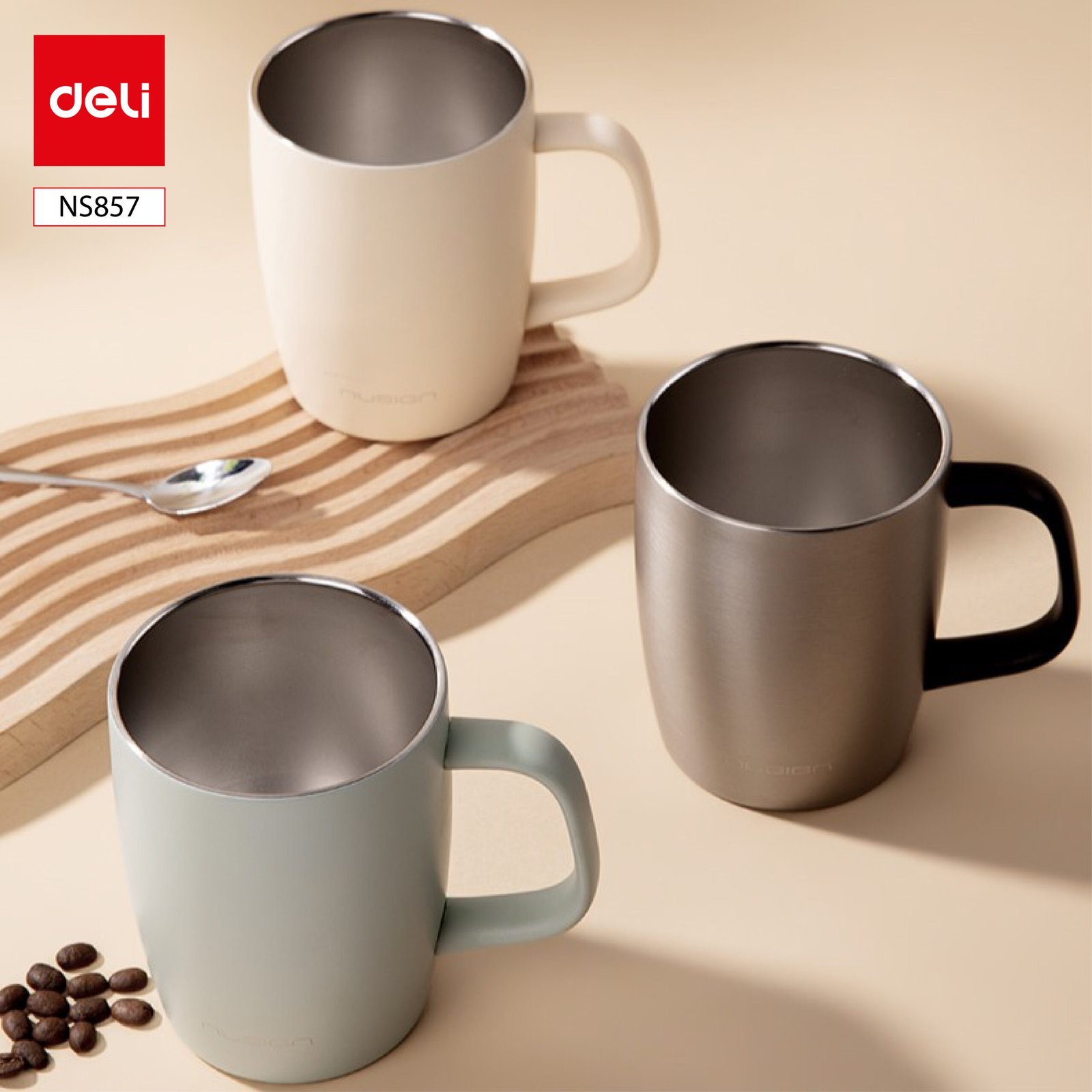 ديلي كوب معدني - مقادم للصدا - 400 مل -أخضر رمادي / أبيض - NS857