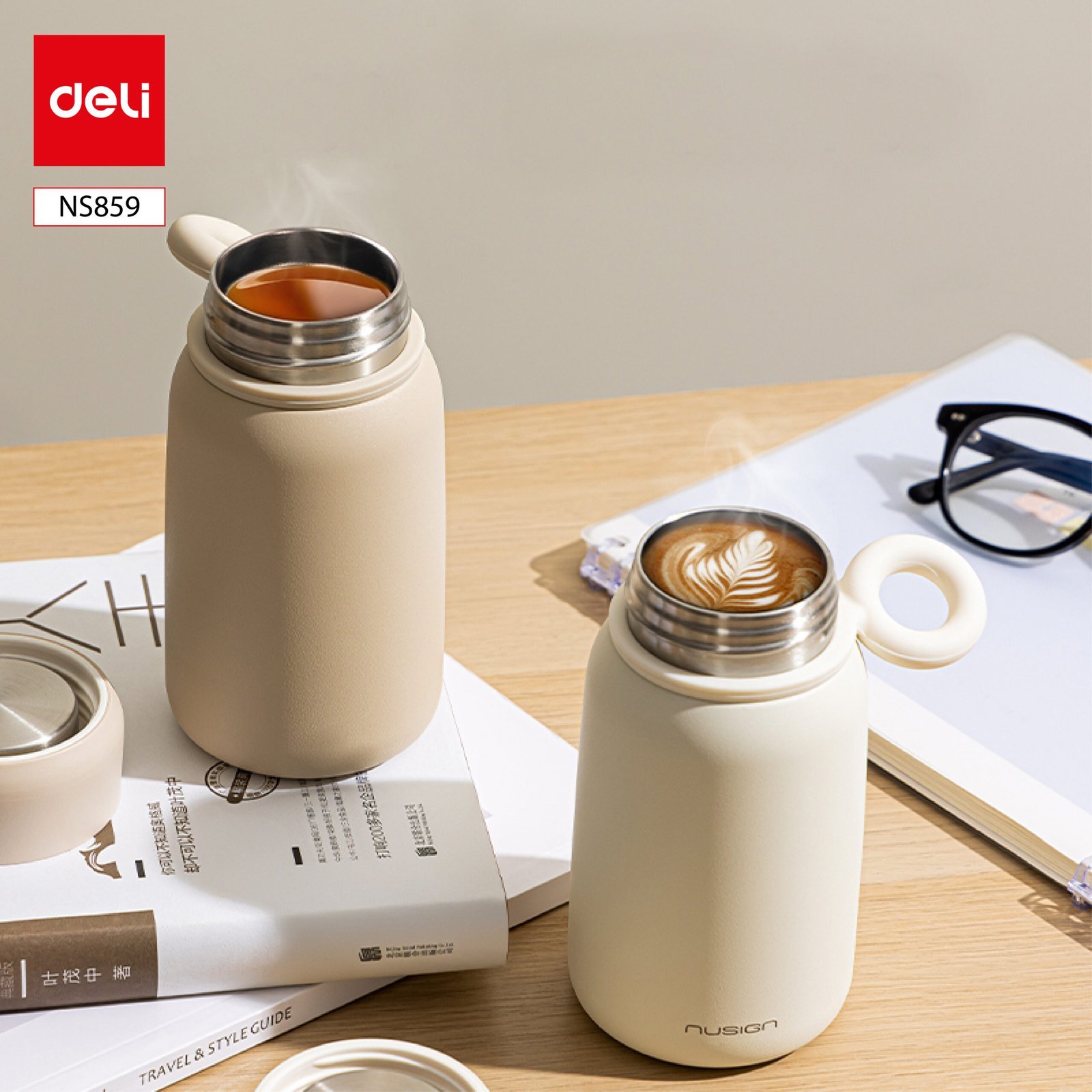 ديلي مطرة حافظة حرارة - خفيفة الوزن - 330 مل -زهر / بني / أسود / أبيض - NS859