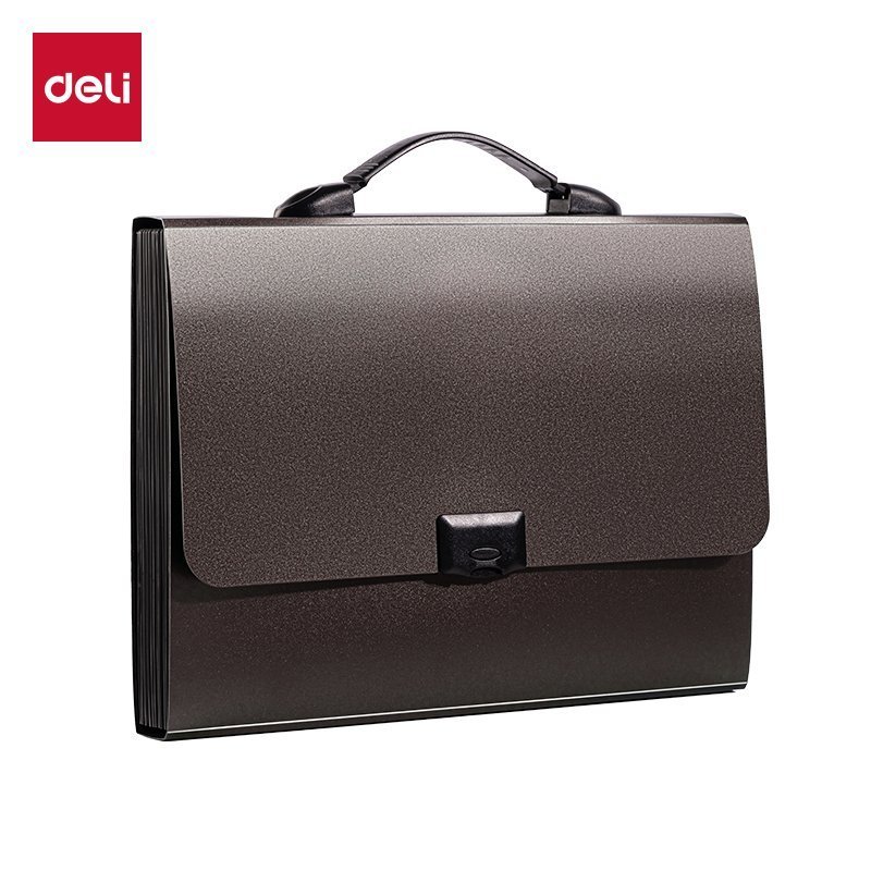 PM102 (3) ديلي مصنف أقسام - 13 قسم - قياس A4 - مع مسكة - إغلاق بقفل - بني - PM102