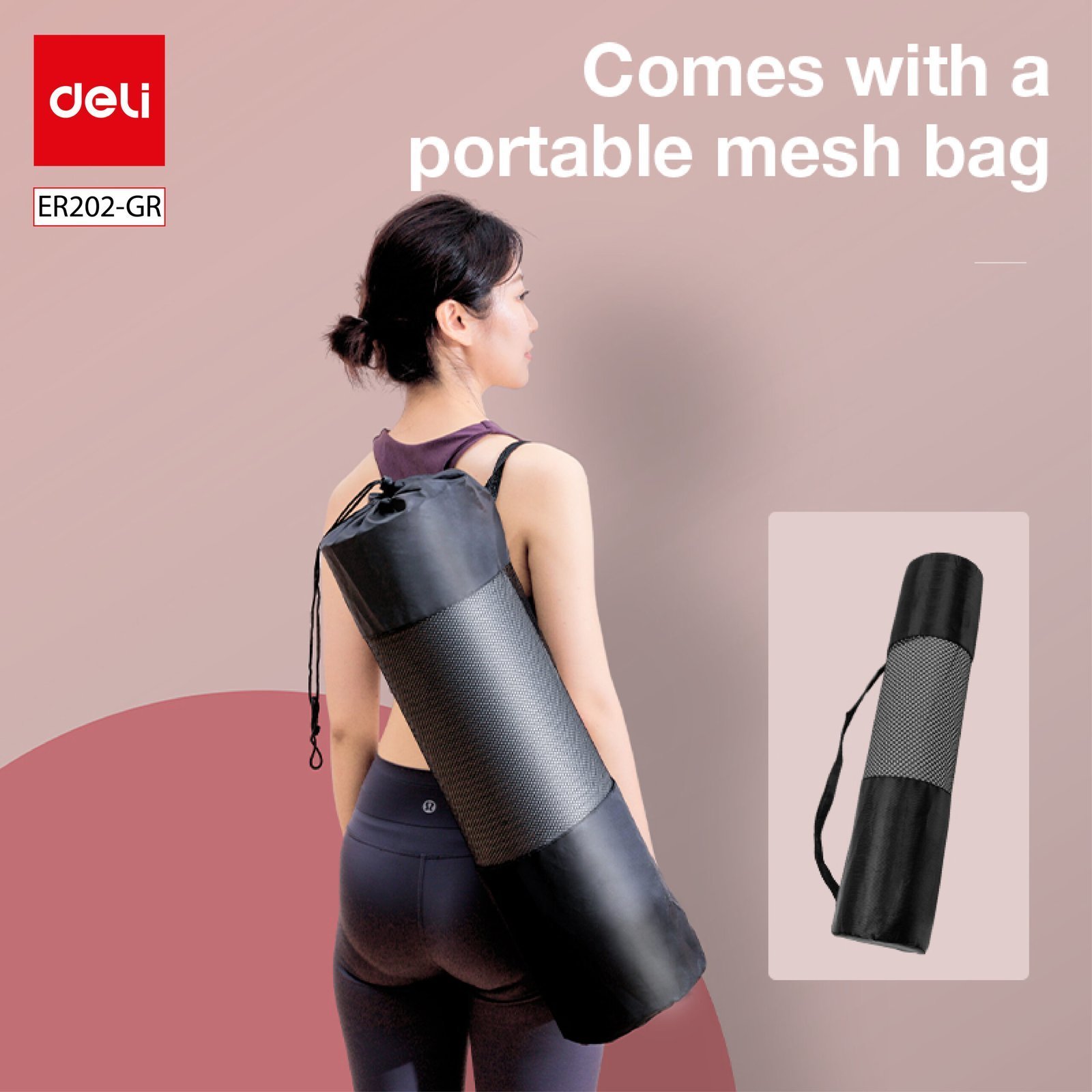 ديلي سجادة اليوجا - مضادة للانزلاق - ناعمة ومريحة مع خاصية امتصاص الصدمات - مقاس GR-ER202 - 181*61*1