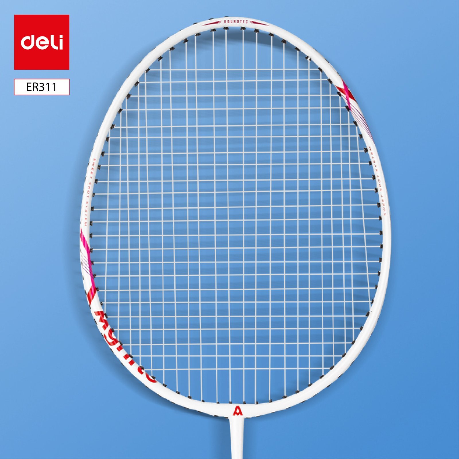 ديلي مضرب تنس الريشة - مجموعة 2 مضرب مع ملحقات - معدن - أزرق و ابيض + زهر وأبيض - ER311