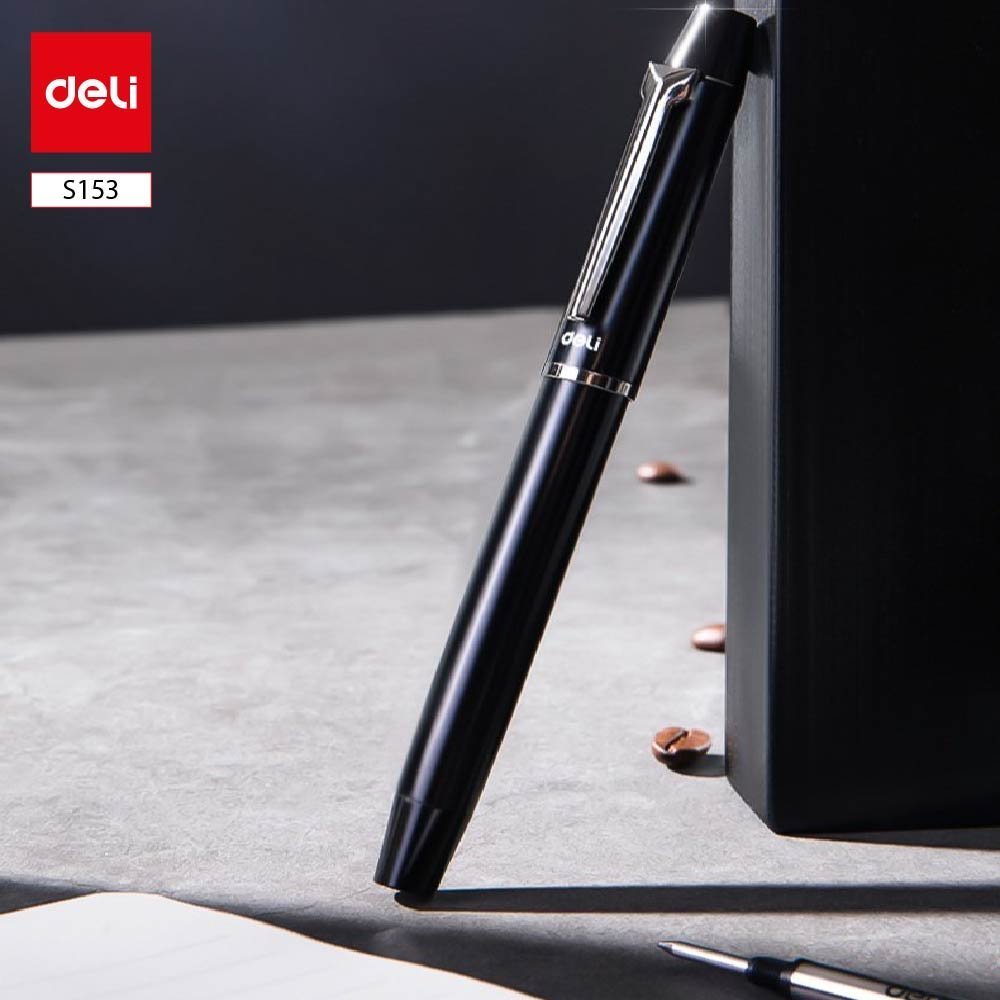 ديلي قلم حبر جل 0.5 مم - أسود - بدن غامق علاقة معدن مع علبة هدية - S153