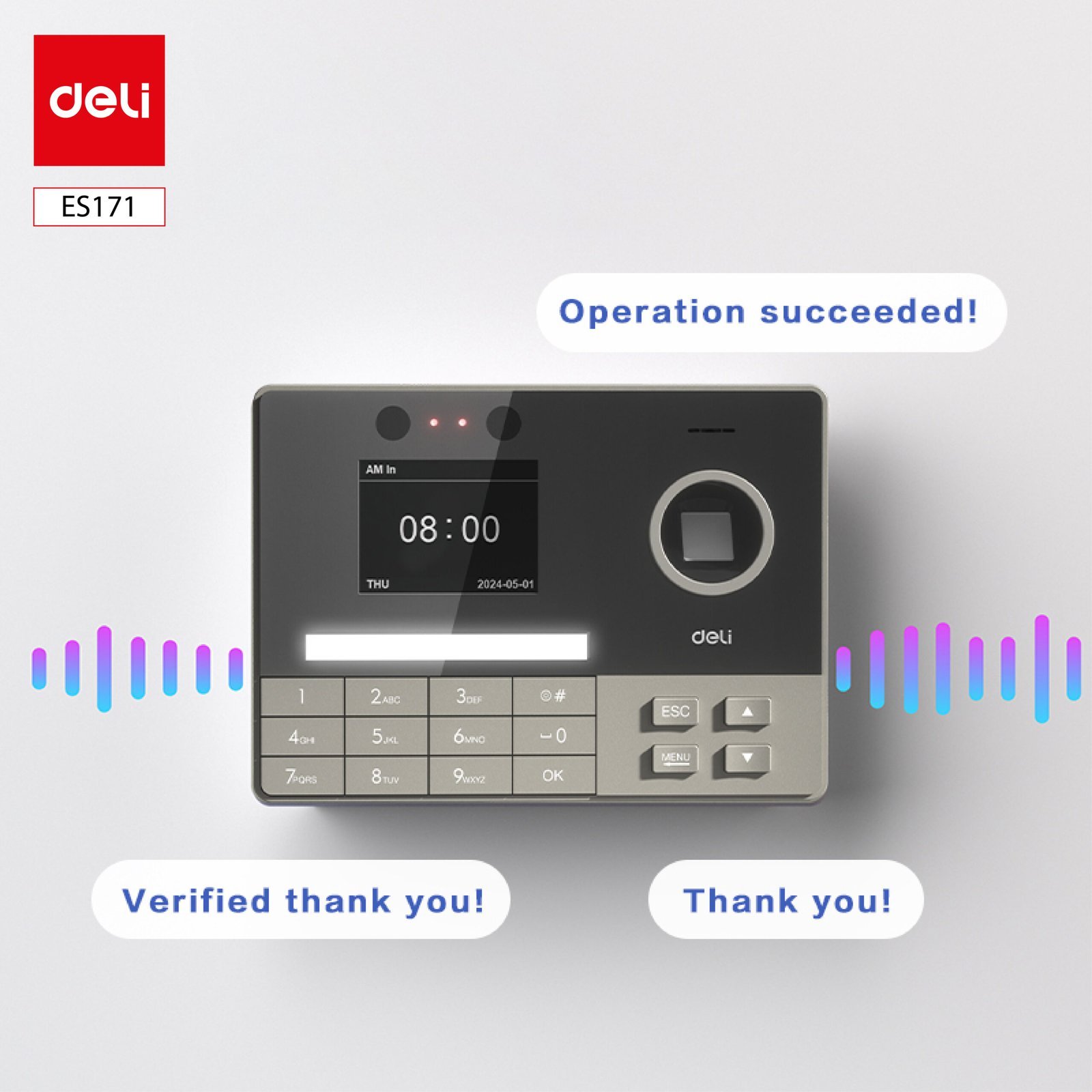 S171 (5) ديلي جهاز بصمة حضور وانصراف - عدد الوجوه : 500 بصمات الأصابع : 1000 - رمادي فضي - ES171