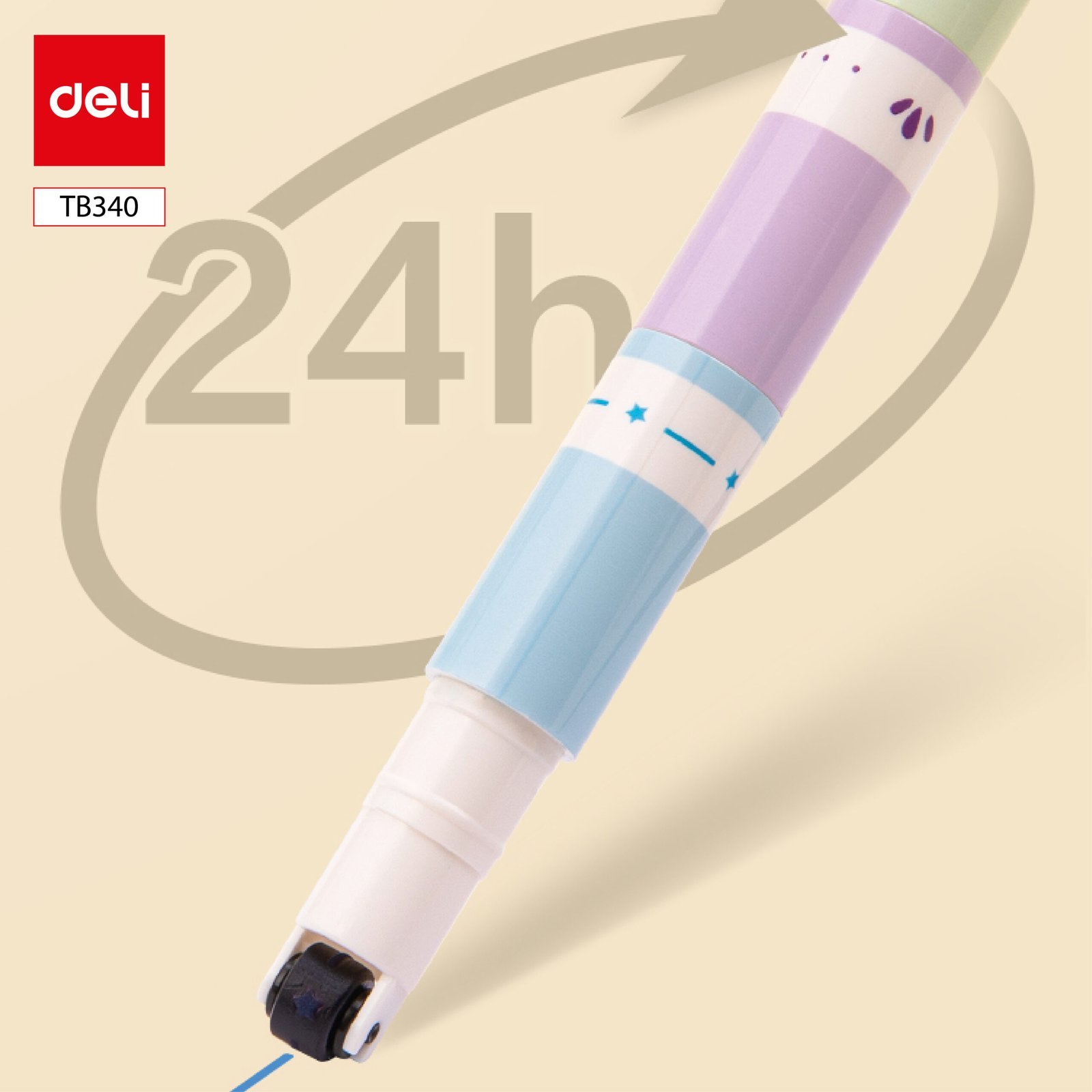 ديلي قلم تأشير للأطفال _رأس بكرة رسومات نافرة-3 ألوان مختلفة - tb340