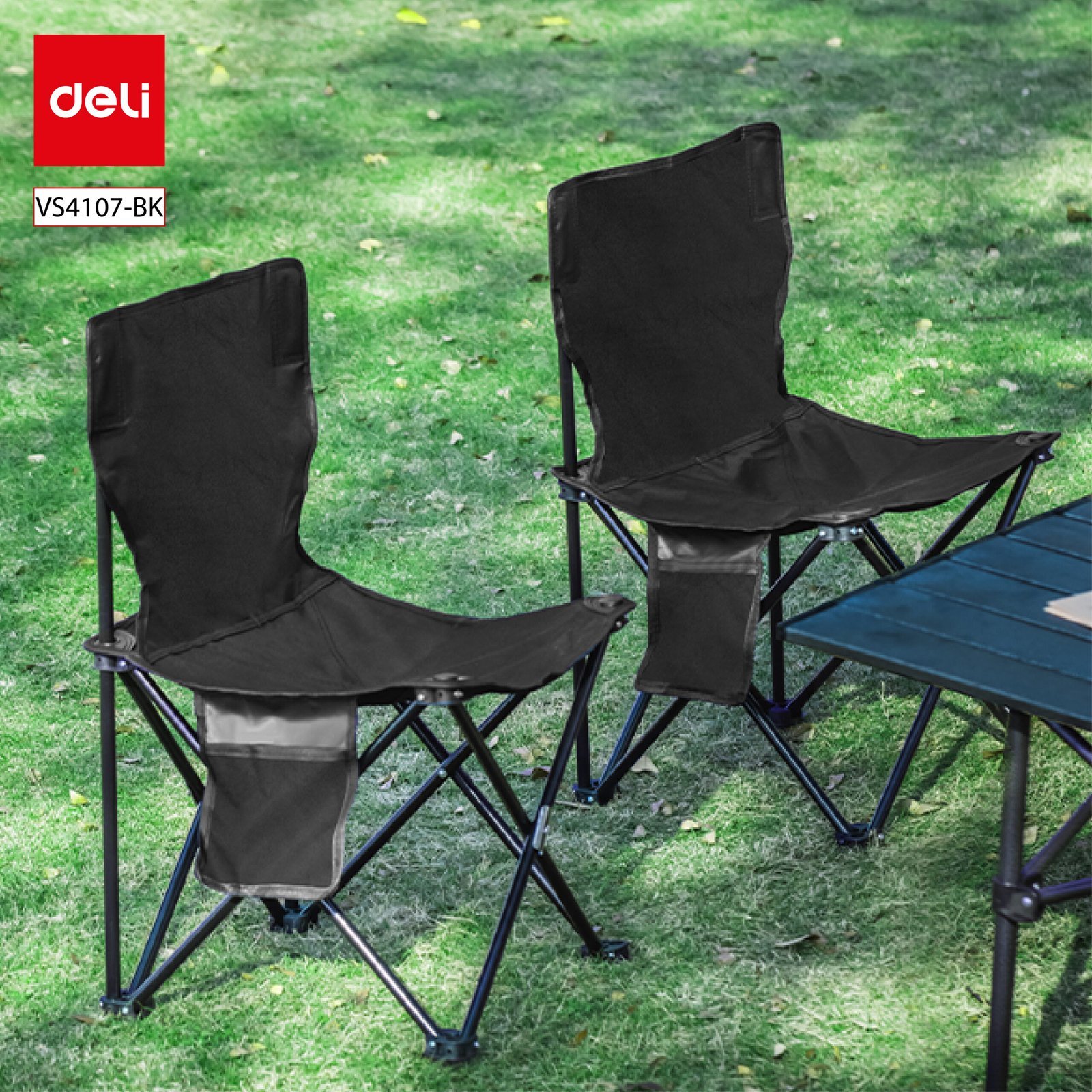 ديلي كرسي تخييم قابل للطي - حجم : 33*33*55 اسود 2 - BK-VS4107 -