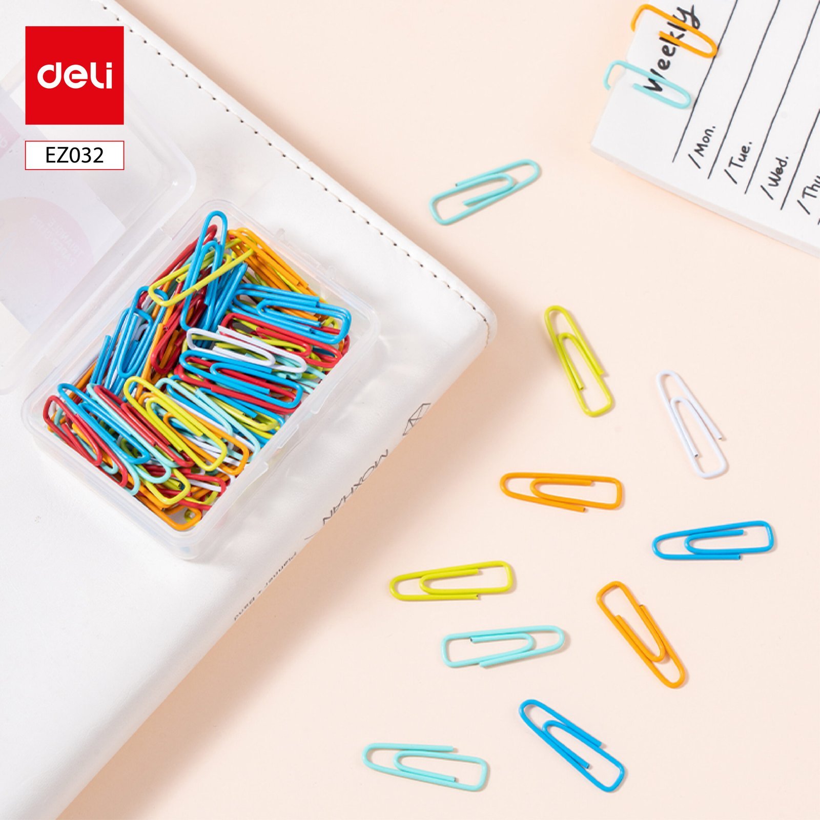 ديلي مشبك ورق - شكل مثلث 28 مم، 100 قطعة -أبيض برتقالي الأحمر أخضر أزرق فاتح أزرق - EZ032