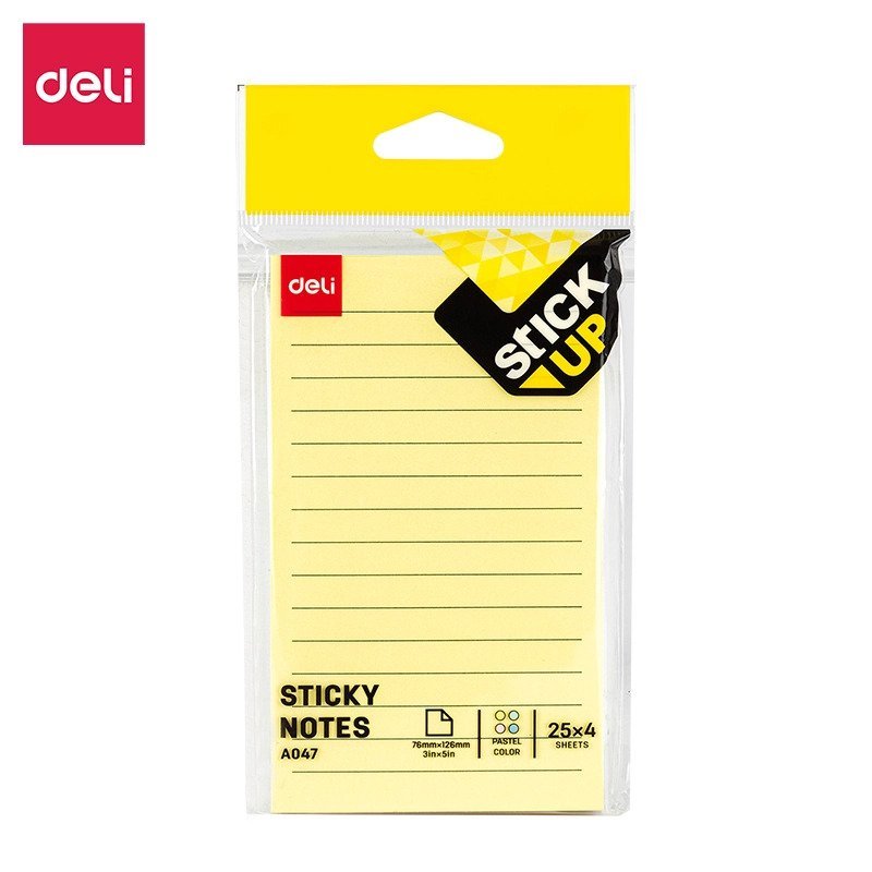 deli-ea047-sticky-notes1 ديلي ورق ملاحظات طولي 126*76 مسطر EA047