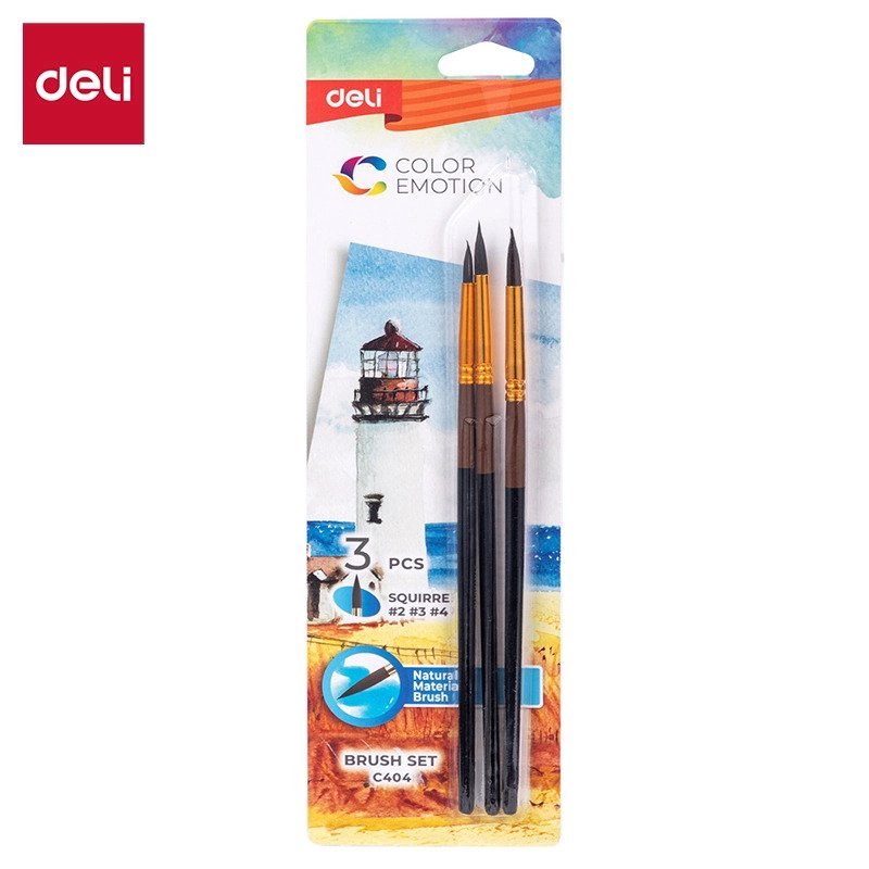 EC404 (4) ديلي مجموعة فرشاة رسم - 3 قطع - رأس مبروم - EC404